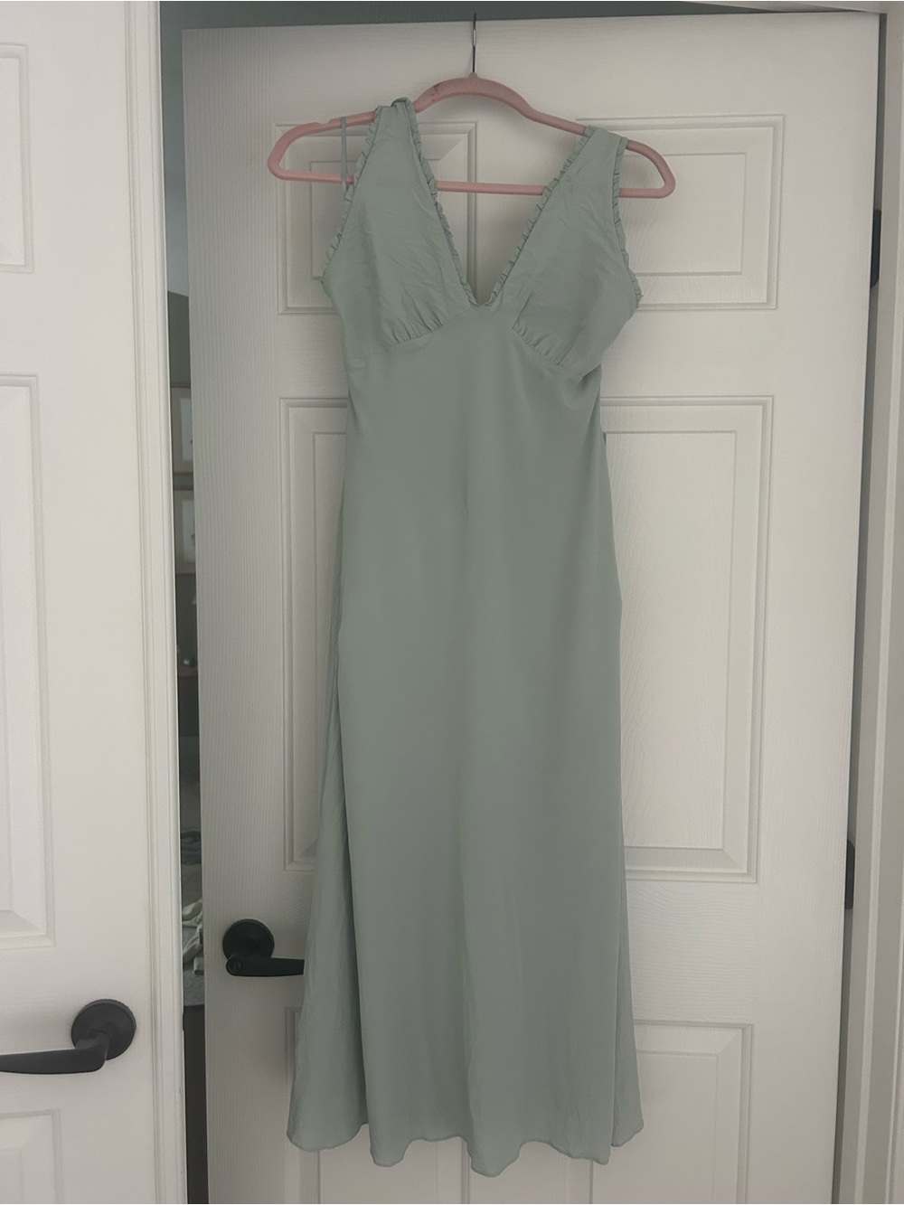 Aritzia Sage Green V-Neck Maxi Slip Dress